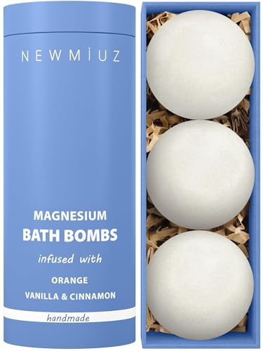 Magnesium Badebomben - Regeneration von Muskelschmerzen und Verspannungen - Badesalz - Luxuriöses Schaumbad Spa - Mit ätherischen Ölen, Badebomben mit Vanille, Zimt und Orange - Geschenk