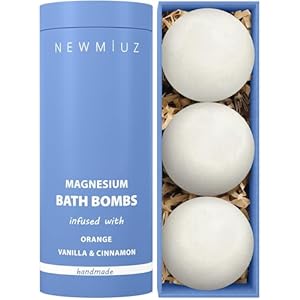 Magnesium Bath Bombs Post Workout Recovery Sore Muscles Tension Epsom Salt Luxury Bubble Bath Spa Essential Oil Infused Bath Bombs Vanilla Cinnamon Orange Perfect Stocking Stuffers Gift