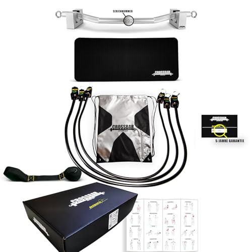 crossbar portable gym Curlstange für Fitnessbänder | 2er Widerstandsbänder Set 30Kg | Push Up | Für daheim | Workout Bar| Stange mit Power Bands