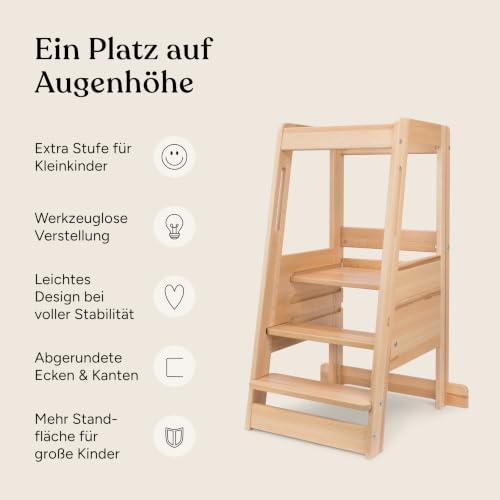 Ehrenkind Lernturm höhenverstellbar Buchenholz – Bild 3