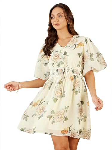 Rare Women's Chiffon A-Line Above The Knee Dress (Ep8081_Off White