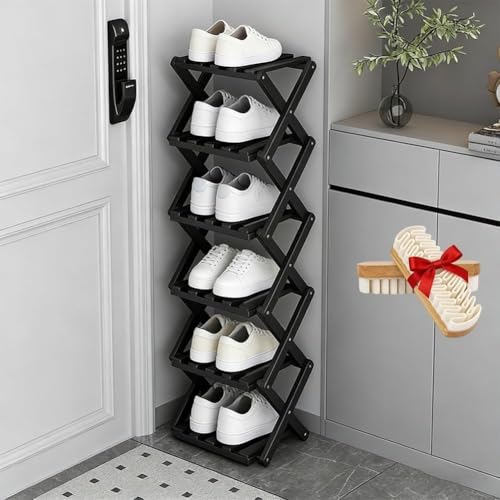 Meuble à chaussures pliable sans assemblage en bambou C6