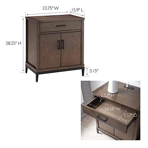 Image of Leick Home Julien Nightstand Side Table, 24 inch, Coffee Bean, Matte Black