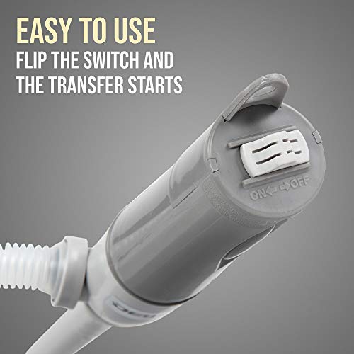 Image of Deway Fuel Transfer Pump WAYPUMP07, D Battery, Extra Long Hose, Gray, Large | Stop Lifting Heavy Cans, One Hand or Hands Free, Gas Can Pump, For Gasoline, Diesel & Water, For ATVs, Mowers & Generators