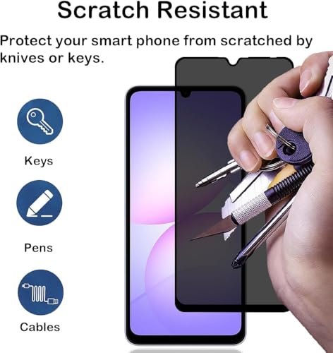 Image of ZARALA Privacy Tempered Glass for Samsung Galaxy A06 / F06 / M06 / A07 / F07 / M07 Screen Protector (28 Degree Privacy) 9H Glass Anti-Spy Screen Guard Black