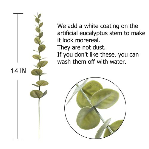 Dallisten 24 Pcs Artificial Eucalyptus Stems, Home Decor Greenery Leaves, Suit For Bedroom, Office. Great Match For Making Fake Floral Bouquet, Wedding Flowers, Vase, And Tabletop Arrangement #TOP1