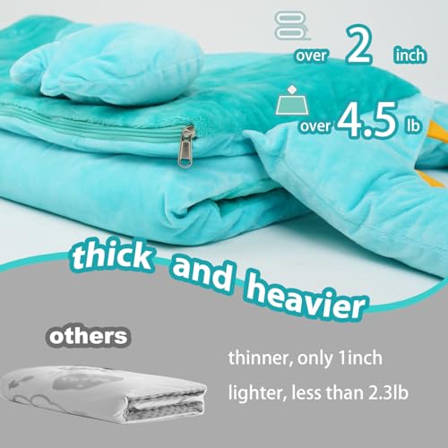 Image of Kid Sleeping Bag with Pillow - Larger Nap Mat - Plush Slumber Bag for Boys Girls Daycare Preschool Kindergarten Birthday Gift Travel Sleepover Ages 3-12 Years