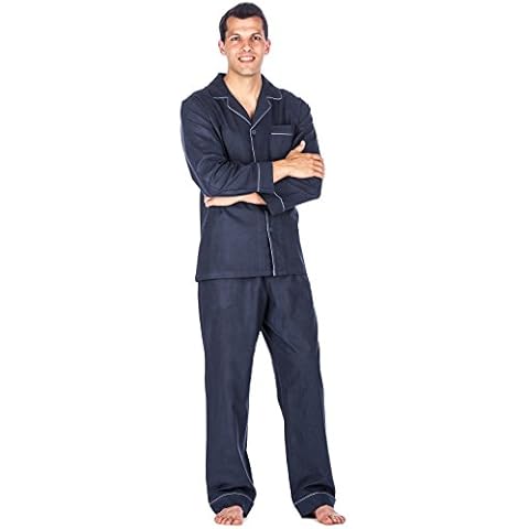 Noble Mount 100% Cotton Flannel Pajamas for Men - Navy - Medium Cover