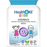 Kids Vitamin D3 600iu Chewable 180 Tablets. Sugar Free. Natural Orange Flavour. Made by Health4All UK