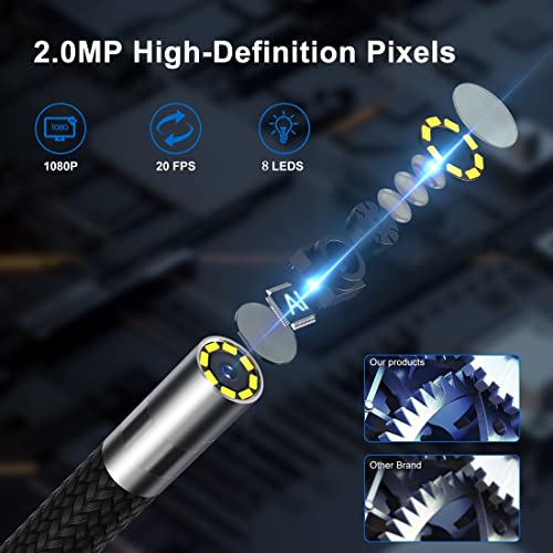 Borescopes 2.0MP Steering Industriële Endoscoop, 8.5mm Lens 1080P HD Bestuurbare Inspectiecamera, 2600mAh Batterij, Met… - Image 4