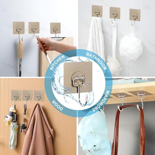 Image of 10 Pack Golden Adhesive Wall Hooks Stackable 180 Rotating Heavy Duty Sticker Hooks for Clothes Keys Towels Coats Bathroom Kitchen Home Office Stylish No Drill Rustproof Hangers