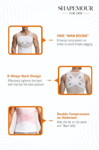 Image of SHAPEMOUR Men's Compression Slimming Body Shaper Vest | Posture Support Tee