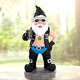 Garden Gnome - Garden Statue, Biker gnome, Indoor or Outdoor Decorations, Weatherproof Garden...