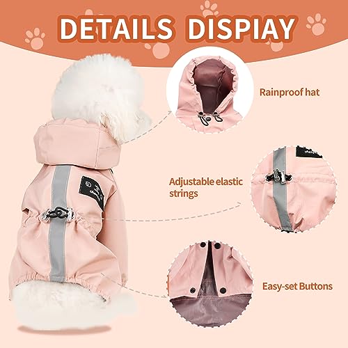 Dog Raincoat Waterproof Dog Rain Jacket with Reflective Strap and Leash Hole Adjustable Pet Water Proof Clothes for Small Dog Windproof Dog Rain Coat Jacket for Puppy Small Medium Dogs Cats Dog Raincoat Waterproof Dog Rain Jacket with Reflective Strap and Leash Hole Adjustable Pet Water Proof Clothes for Small Dog Windproof Dog Rain Coat Jacket for Puppy Small Medium Dogs Cats