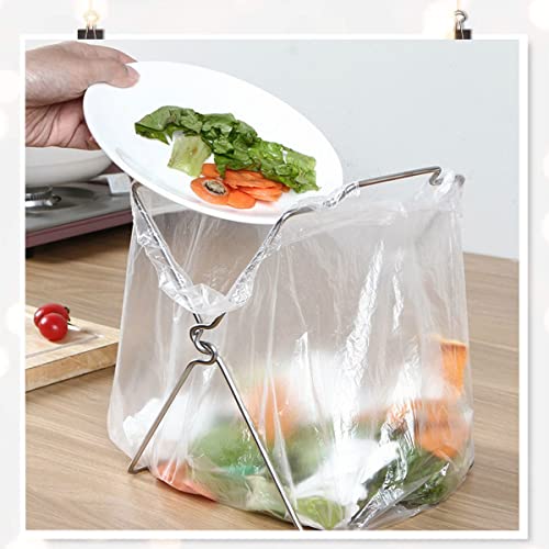 Müllsackständer Klappbar Müllbeutelhalter Küchenarbeitsplatten Müllsackhalter - Tragbar Müllbeutel Halter aus Metall, zum Aufhängen von Abfälle, für Küche Wohnzimmer Camping Picnick Garten. 2 Stück - Image 6