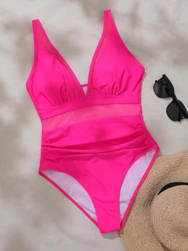Sexy Mesh Tummy Control Full Coveragel One Piece Bathing Suit for Women4