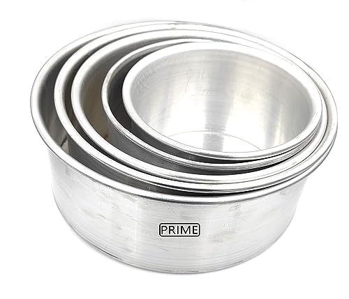 Image of Prime Bakers and Moulders Round Cake Baking Pan Aluminum Tin Mold for Oven (6,7,8,9,10 Inch)