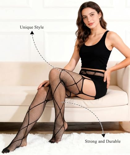 Image of Chalier Fishnet Stockings Lace Tights Thigh High Stockings for Women