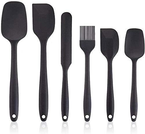 INKULTURE Silicone Spatula Sets of 6 Pcs Made of 100% Food Grade Silicone One Piece Design Seamless Heat-Resistant Spatula Perfect for Spatula Cooking, Baking and Mixing (Black) - Image 2 thumbnail
