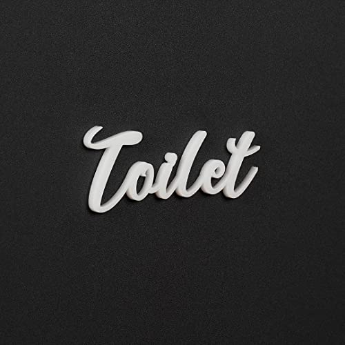サインプレート 筆記体ドアサイン TOILET トイレ お手洗い ブラック/ホワイト ドアサイン ドアプレート サイン 表札 室札 (ホワイト)
