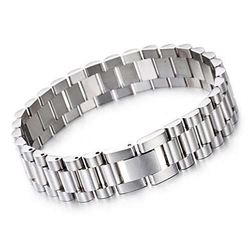 Bracelet gourmette montre acier inoxydable or 18K large 10mm 15mm homme femme