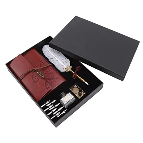 Plume d'oie d'exception et carnet antique aux finitions uniques