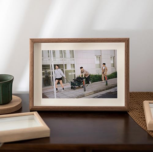 marysgift Photo Frame 6x4 Wood Picture Frames Set with Mounts Transparent Acrylic Plate for Tabletop or Wall (Brown, 6x4) - Image 3