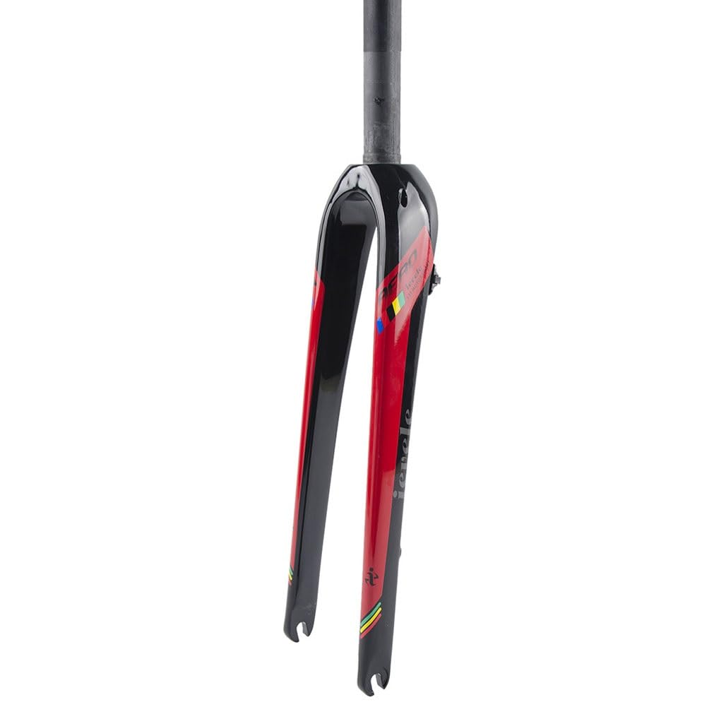 HIMALO Gravel Bike Fork 700C Carbon Fiber Rigid Fork 1-1/8 Straight/Tapered Tube Disc Brake Road Bike Fork Lightweight 9mm QR Hard Forks(Red,Straight)