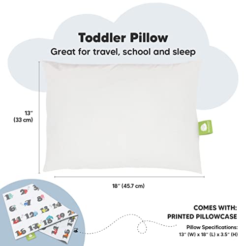 Image of Toddler Pillow with Pillowcase, 13x18 My Little Dreamy Pillow (Kea123) | Kids Travel Bed Pillow for Sleep, Organic Cotton Small Pillowcase, Soft, Breathable, Machine Washable, Toddlers 2-5 years old