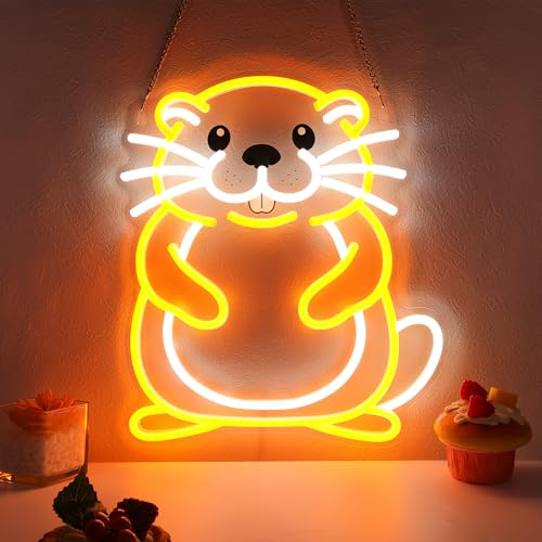 Image of CoolGift Mart Beaver Neon Sign, Dimmable Wall Decor Light, Birthday Party Decorations for Home, Patio, Garden, Bars, Restaurants, Hotels, Stores, Clubs, Gift for Friends Family and Kids