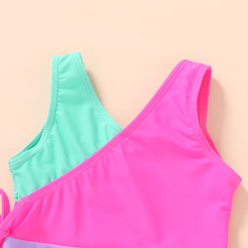 YOUNGER TREE Toddler Girl One Piece Swimsuit Color Block Stripe Swimwear Summer Beach Bathing Suit 12M-5T3