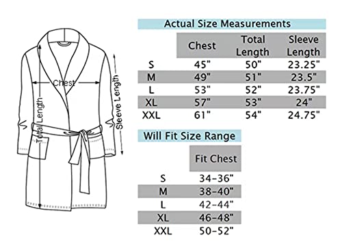 Lavenderi Mens Silky Satin Lounge Robe, Long Lightweight Sleepwear WF020-Navy-M