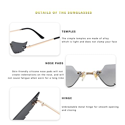 LASPOR Wing Shape Lens Rimless Sunglasses for Women Men Party Glasses4