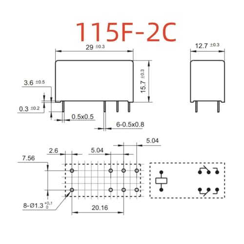 Relé G2RL-2-HA 12V CC con conmutación eficiente de 8 pines y 8A 2
