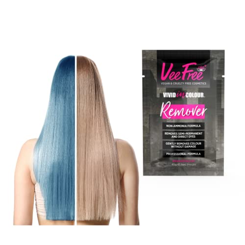 Veefree Hair Colour Remover Removes Unwanted Semi-Permanent & Permanent Colours Creates A Lighter Base Shade For Colourists to Recolour. Does Not Restore Natural Colour-Salon Professional