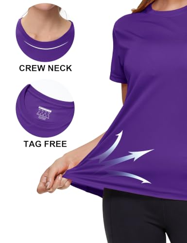Image of MAGCOMSEN Women's Short Sleeve T-Shirts UPF 50+ Sun Protection Shirts Quick Dry Athletic Running Workout Tops Rash Guard