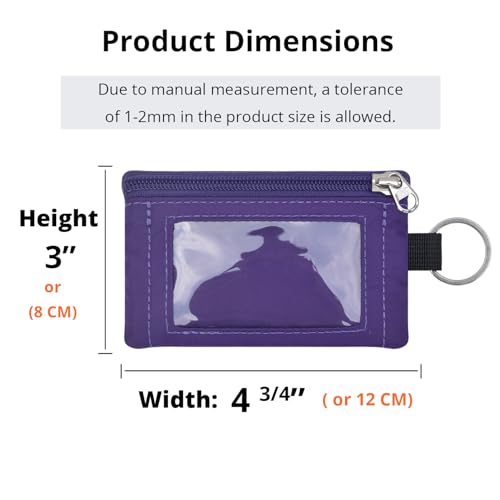 Image of RFID Blocking Travel Wallet with Adjustable Lanyard, Small Nylon Zipper Pouch and Badge Holder for ID, Credit Cards, Cash, Keys, Commuters (Deep Purple)