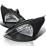 Spec-D Tuning Black Clear Headlights Compatible with Ford Focus 2000-2004 L+R Pair Head Light Lamp Assembly