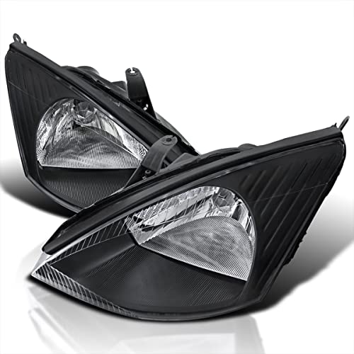 Spec-D Tuning Black Clear Headlights Compatible with Ford Focus 2000-2004 L+R Pair Head Light Lamp Assembly