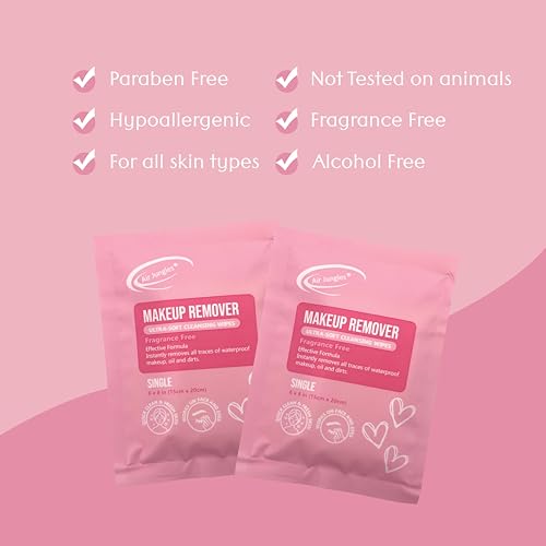 Air-Jungles-Makeup-Remover-Wipes-Singles-25-Count-Fragrance-Free-Gentle-Removes-Makeup-and-Oil-Soft-Cleansing-Wipes-Alcohol-Free-Large-6-x-8-Unfolded-Wipe-Size