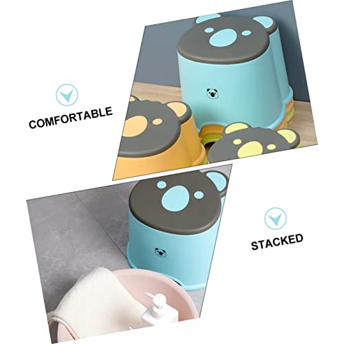 Dikaca 1Pc Small Shoes Chair Low Home Bathroom Lovely Office Pouffe Animal Blue For Bear Baby Step Stool Lightweight Footstool Footrest Cartoon Creative Children Universal #TOP5