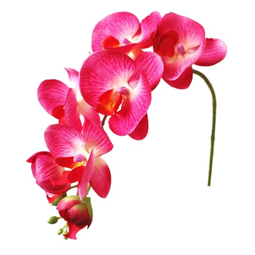 Image of CraftVatika Artificial Faux Pink Orchid Flower Single Stem with 10 Flower Heads | Phalaenopsis-Style Butterfly Orchid Look | Decorative Flower for Vase Decoration, Home, Office, Wedding Event Decor