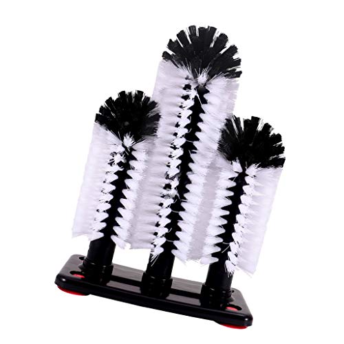 Baoblaze Set di 3 Spazzola per Bicchieri con Setola in Nylon con Grande Aspirazione Piastra Perfetta per Bar, Pub, Catering, Ristorante - Un
