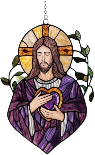 8x6inch Acrylic Sun Catchers Indoor Window Colorful 2D Jesus Acrylic Car Sun Catcher Housewarming Ornaments Car Interior Accessories Decorative image 5
