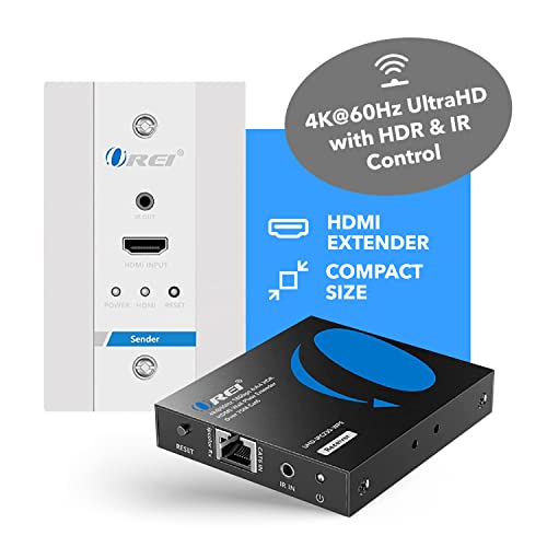 Orei 4K Hdmi Extender, Over Single Cat6/Cat7 Cable Wall Plate Transmitter 4K @ 60Hz Ultrahd With Hdr & Ir Control - Up To 230 Ft (Uhd-Ipc230-Wpe) #TOP1