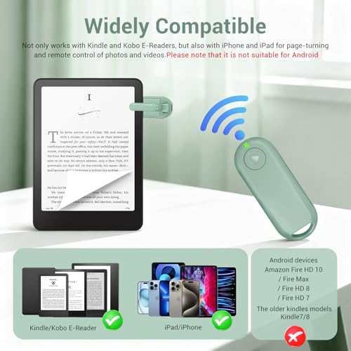 Image of CoBak Remote Page Turner - Page Turning & Camera Remote Shutter for Kobo, E-Readers, iPad & iPhone, Compatible with Kindle Paperwhite - Wireless Control for Reading, Photos & Video