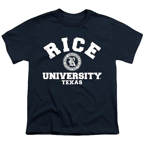Rice University Official Circle Logo Unisex Youth T Shirt, Navy, Medium