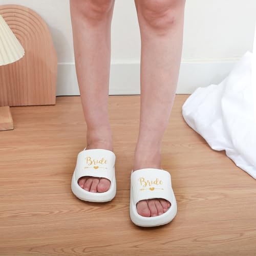 Women's Bride Slippers - White I DO Bride Slide Sandals for Bachelorette Party & Bridal Shower3