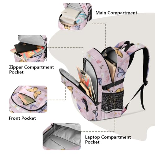 Mochilas para laptop de mariposas: tu bolsa rosa ideal para la universidad 5