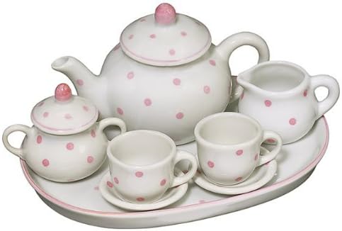Andrea By Sadek Doll Tea Set Pink Polka Dots